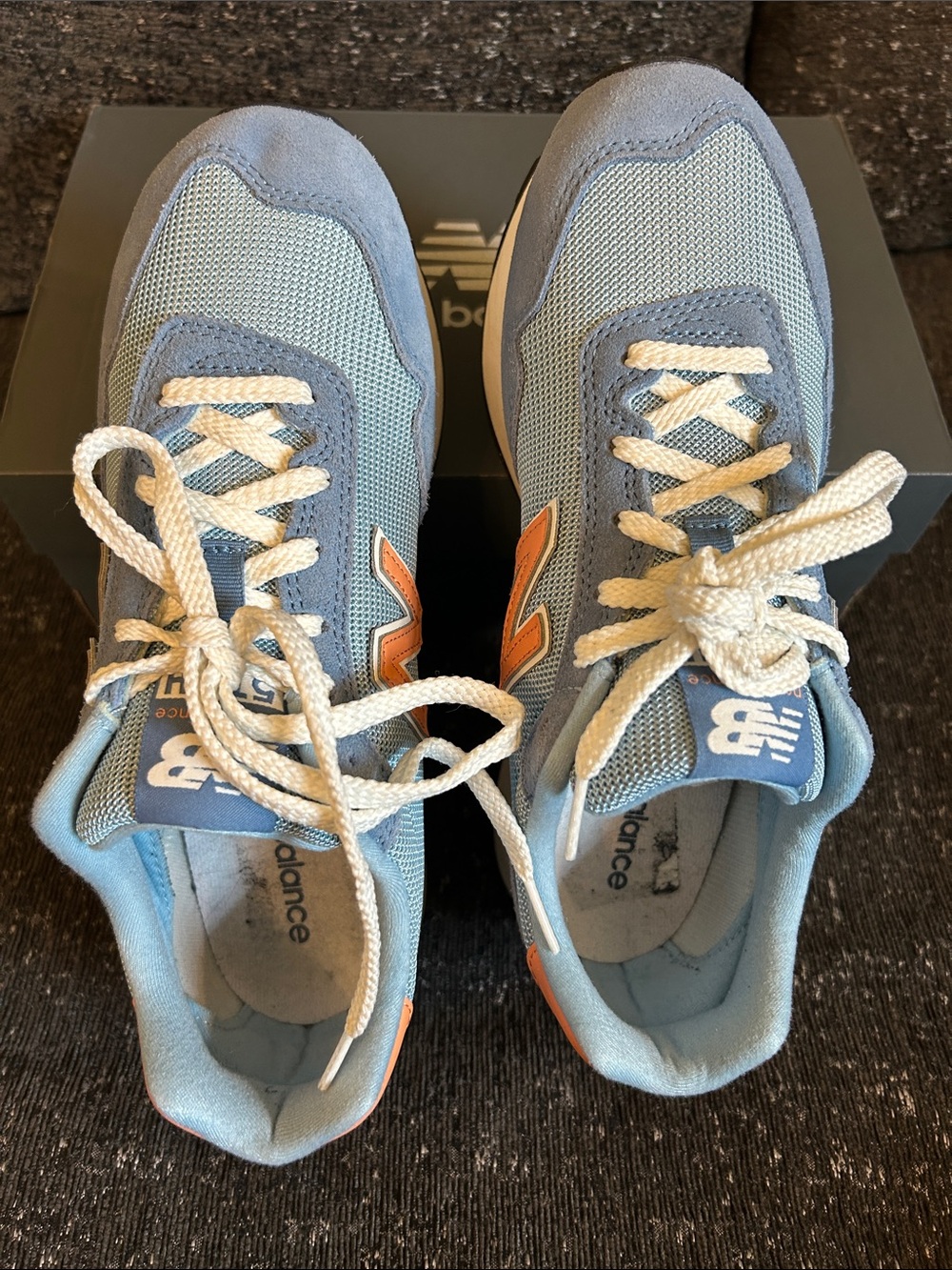 New Balance 515H Light Blue and Orange Platform Sneakers - Picture 2 of 4